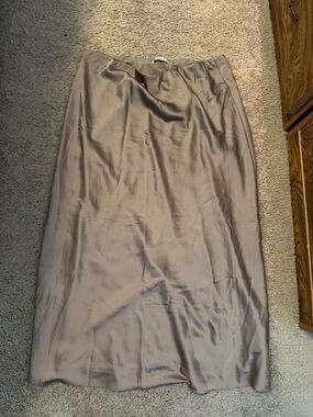 Abercrombie & Fitch Satin Maxi Skirt in Taupe